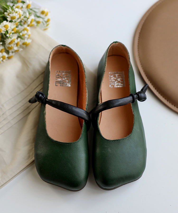 White Leather Flats Unique Buckle Strap Flats