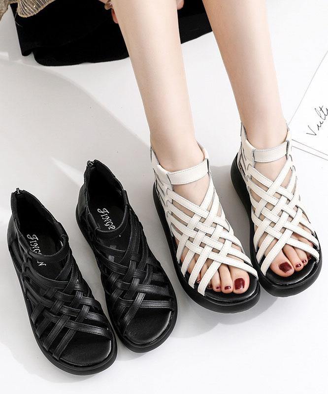 White Flat Platform Sandals with Zipper and Hiking Sandals