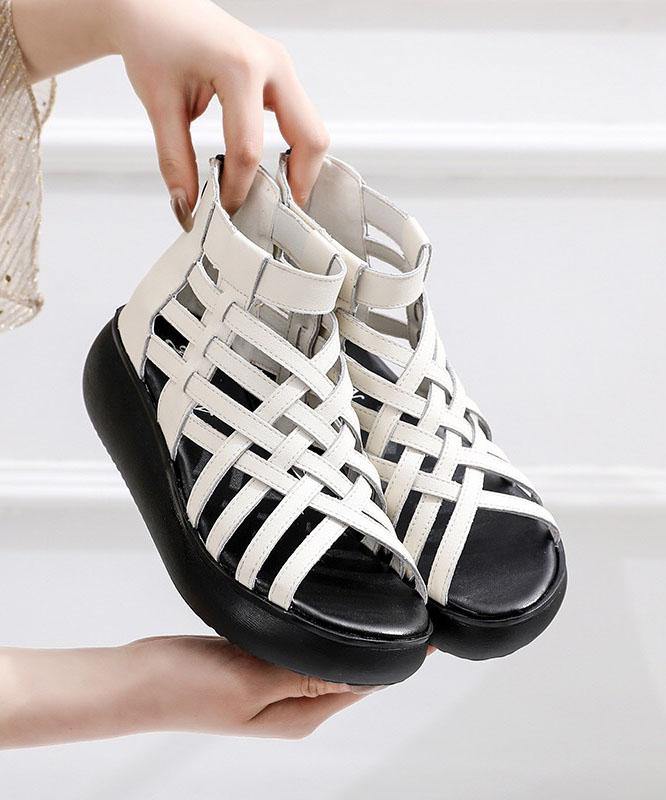 White Flat Platform Sandals with Zipper and Hiking Sandals