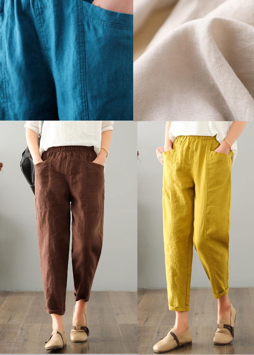 Frauen Schokolade Baumwolle Leinen Sommerhose