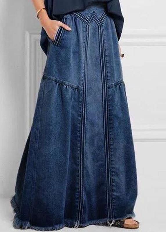 Distressed Loose Denim Pocket Skirt