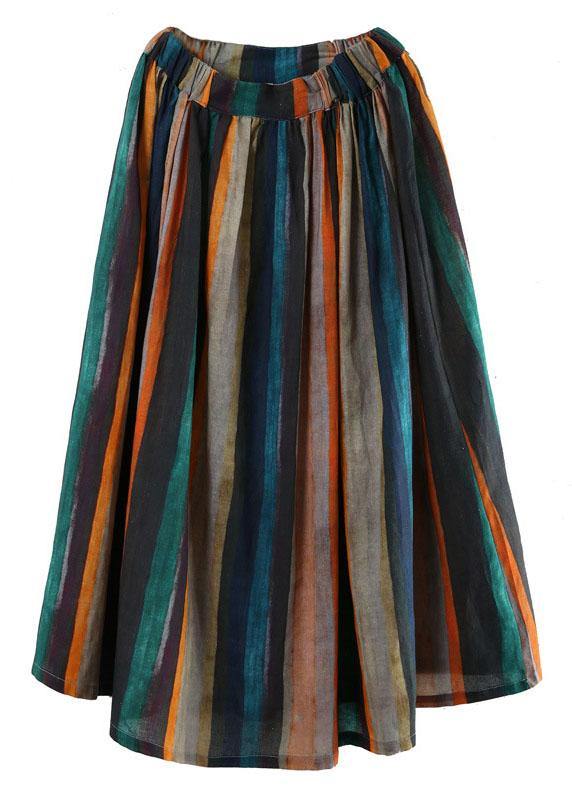 Striped Retro A-Line Linen Skirt