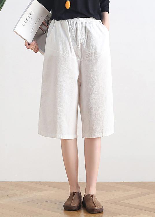 Women’s Summer New Loose High Waist Five-Point Wide Leg Linen Burgundy Straight Shorts