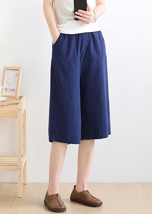 Women’s Summer New Loose High Waist Five-Point Wide Leg Linen Burgundy Straight Shorts