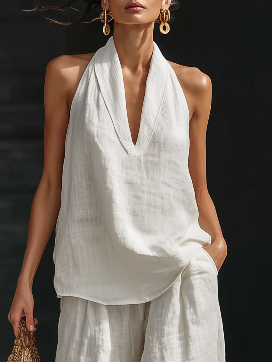 Carlotta | Elegant Sleeveless Wide Pants Set