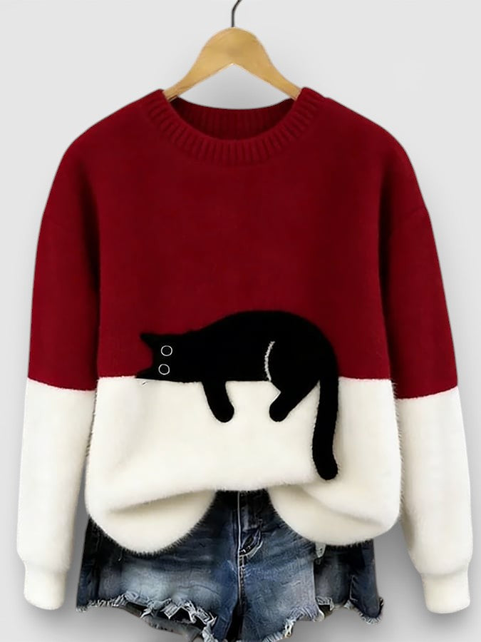 Luna Cat Print Sweater
