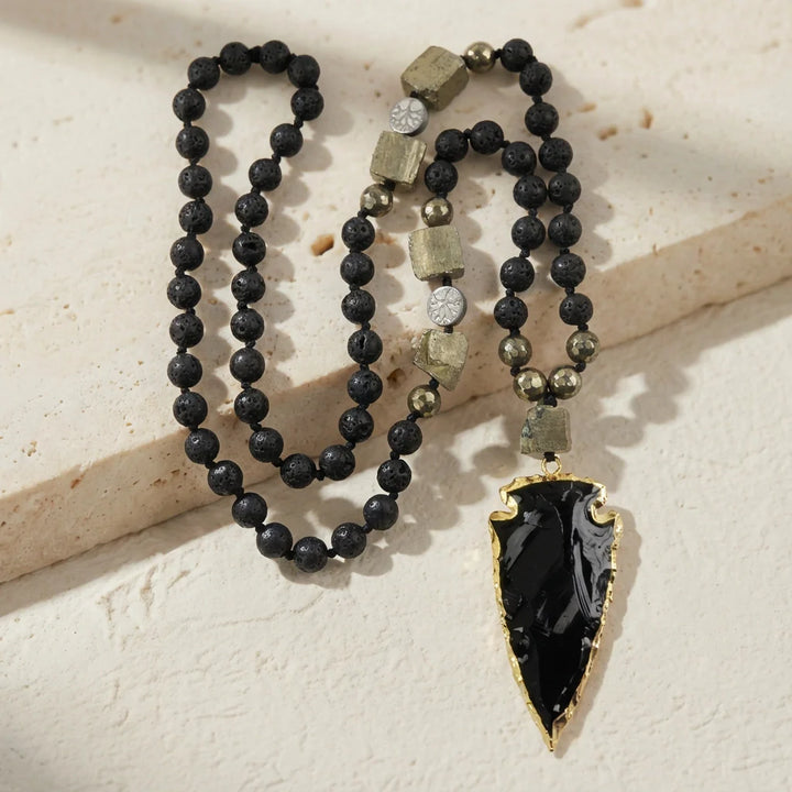 Olive | Black Obsidian Arrow Necklace