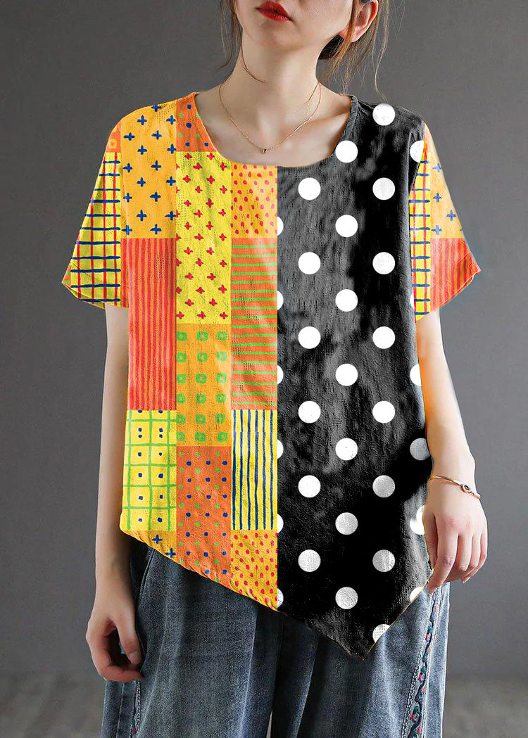 Yellow Retro Embroidered Linen Shirt
