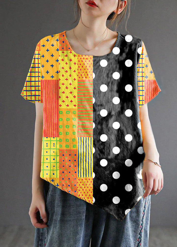 Yellow Retro Embroidered Linen Shirt