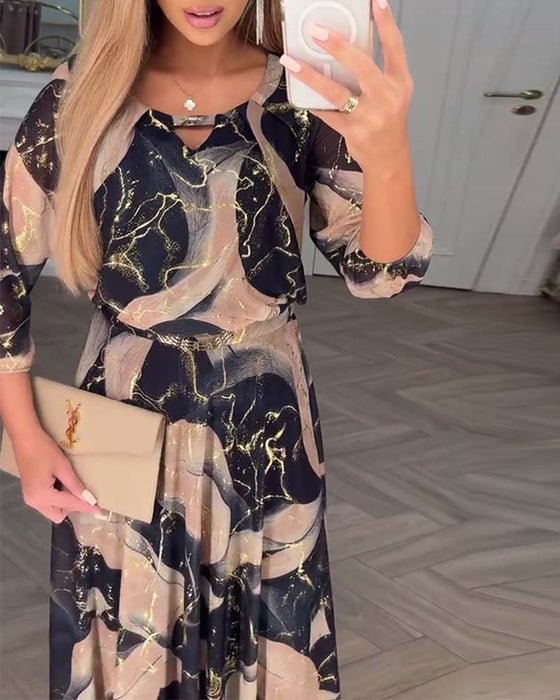 Camille Printed Chiffon Midi Dress