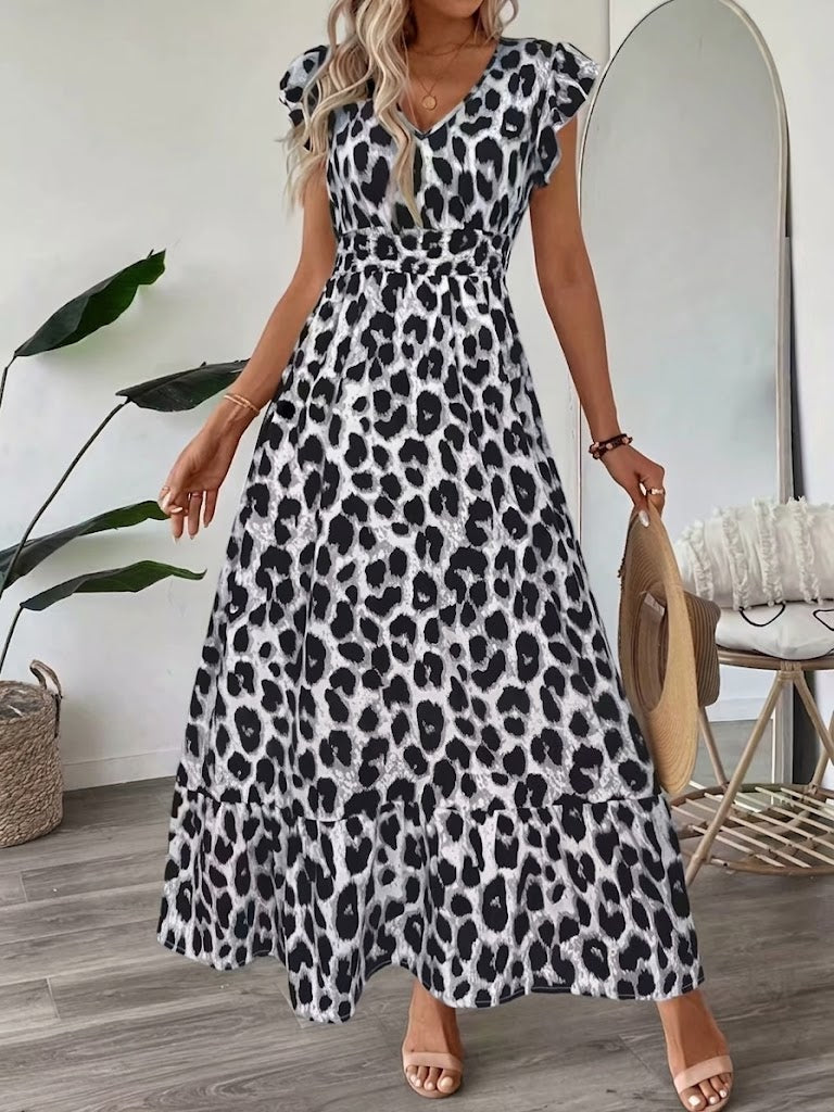 Candela Baroque V-Neck Maxi Dress