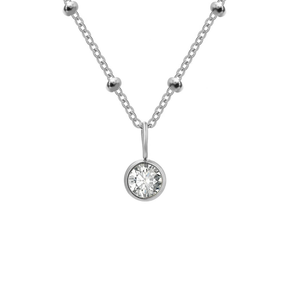 Beaded Chain Birthstone Pendant