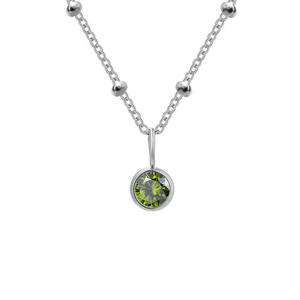 Beaded Chain Birthstone Pendant