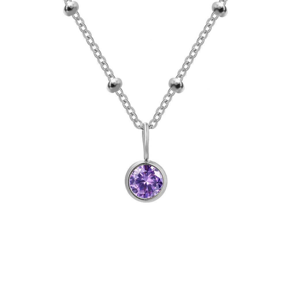 Beaded Chain Birthstone Pendant