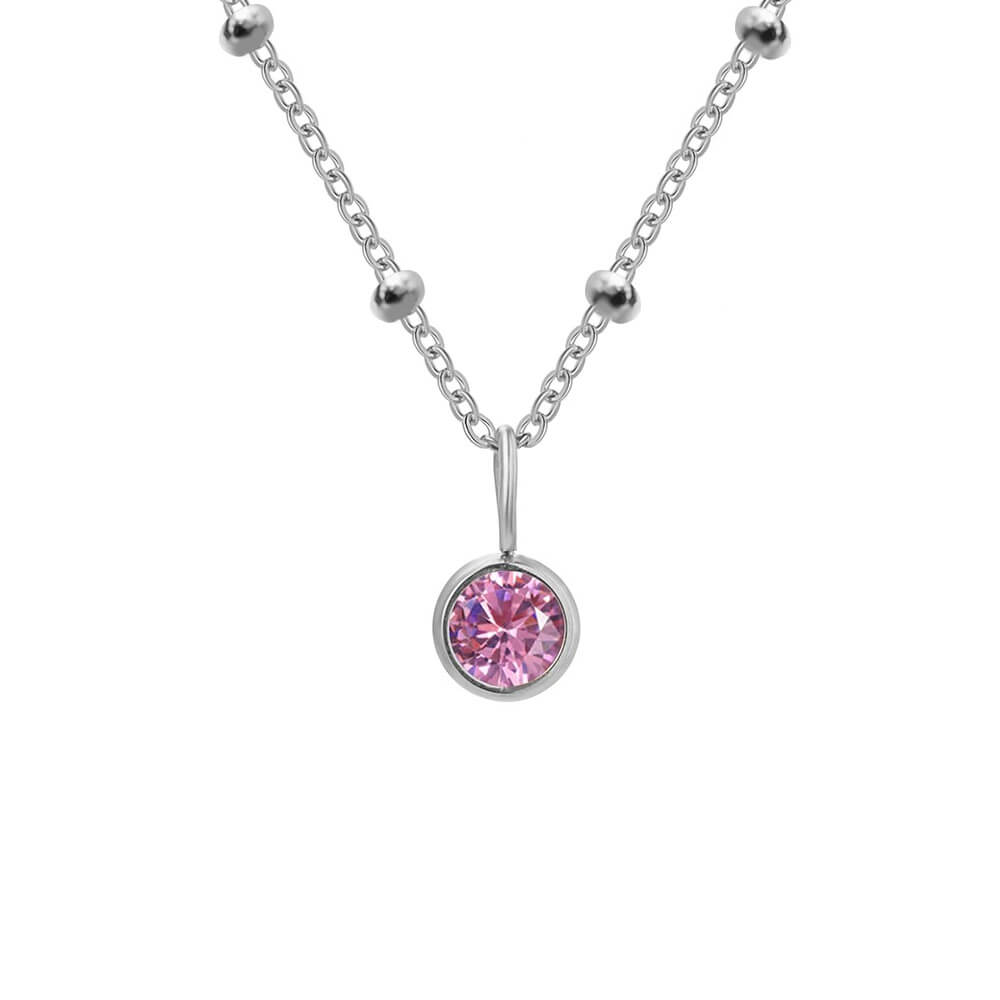 Beaded Chain Birthstone Pendant