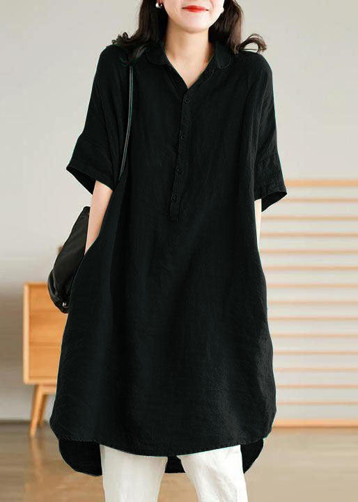 Jade Green Linen Shirt Dress