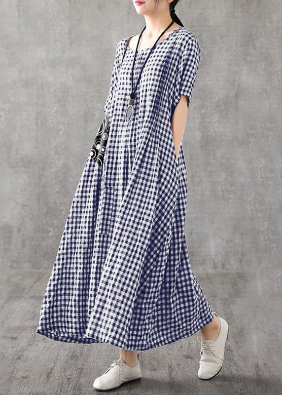 Vibrant Patchwork Linen Quilted Dresses Runway Black Checkered Dresses Summer