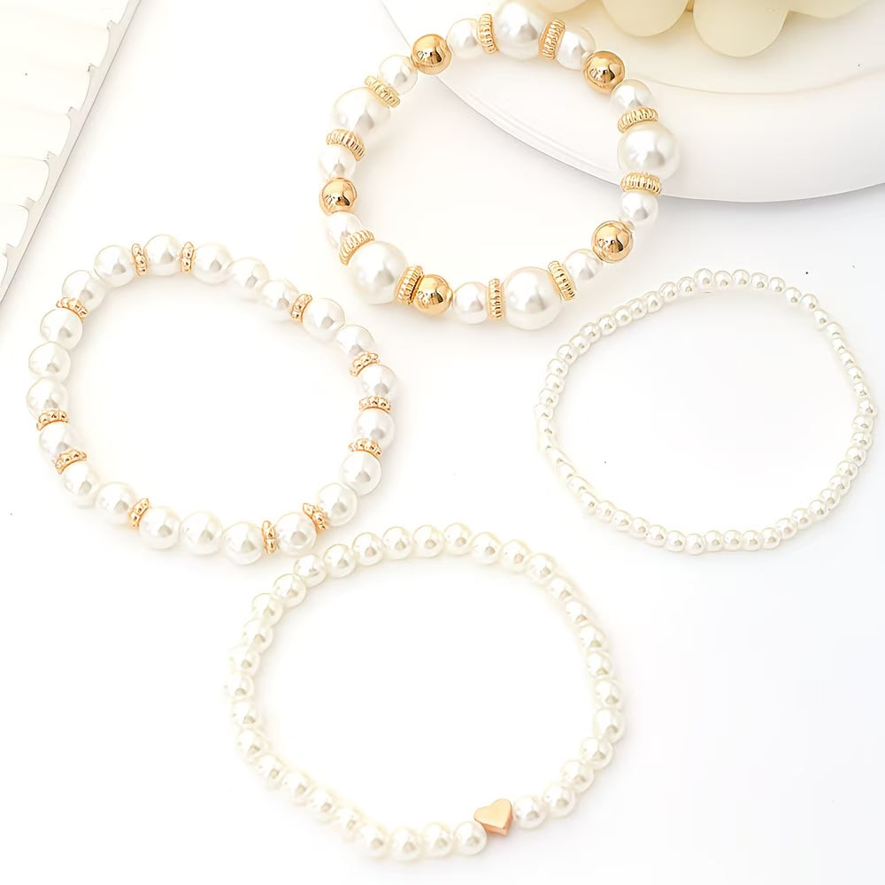 Aurelia | Pearl Stacking Bracelet Set of 4 Pieces