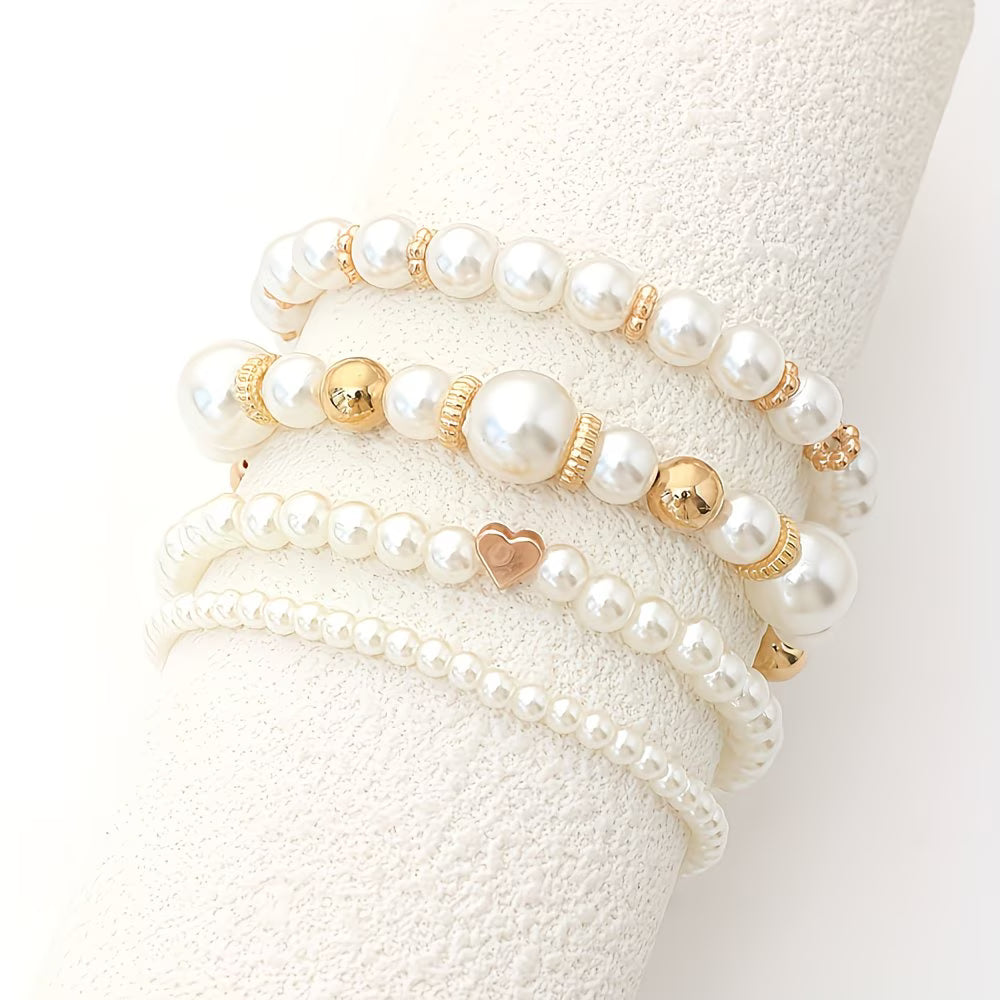 Aurelia | Pearl Stacking Bracelet Set of 4 Pieces