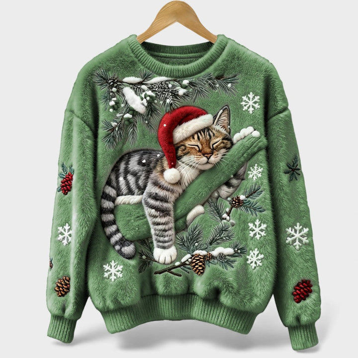 Cat Print Knit Sweater