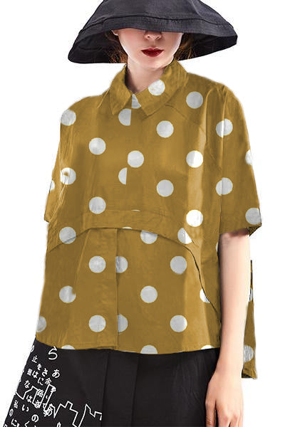 Stylish Short Sleeve Cotton Shirts with Black Dots
