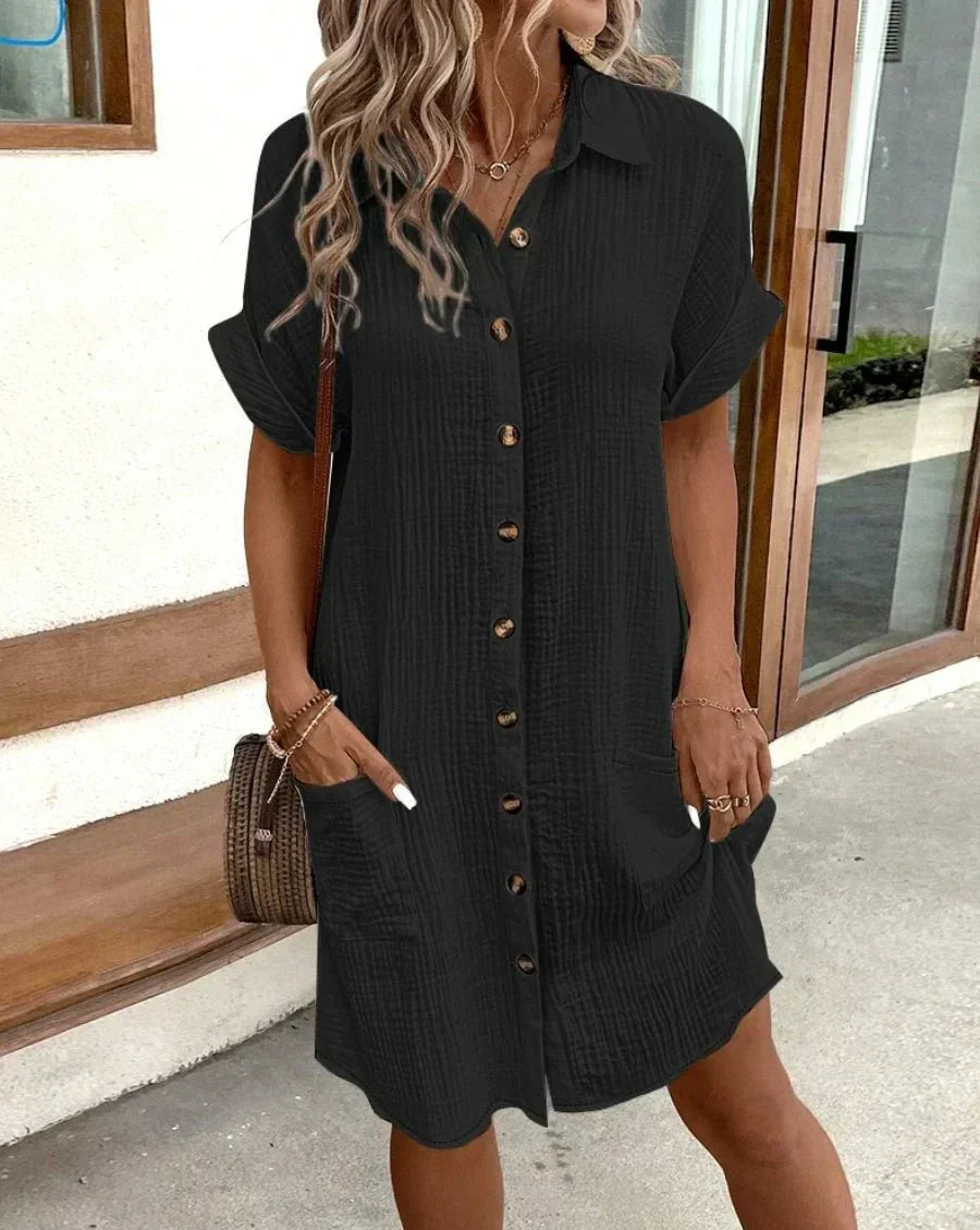Luz™ - Comfortable Shirt Dress with Button Details