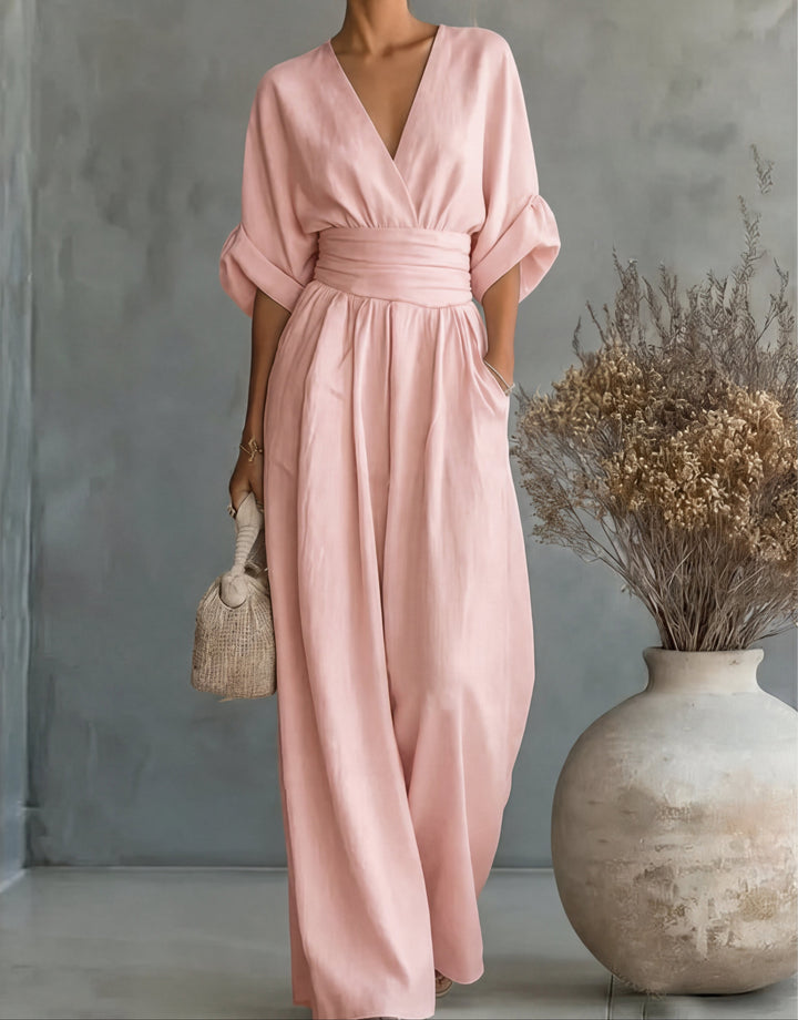 Daniela – Elegant Jumpsuit with V-Neck and Wide Leg