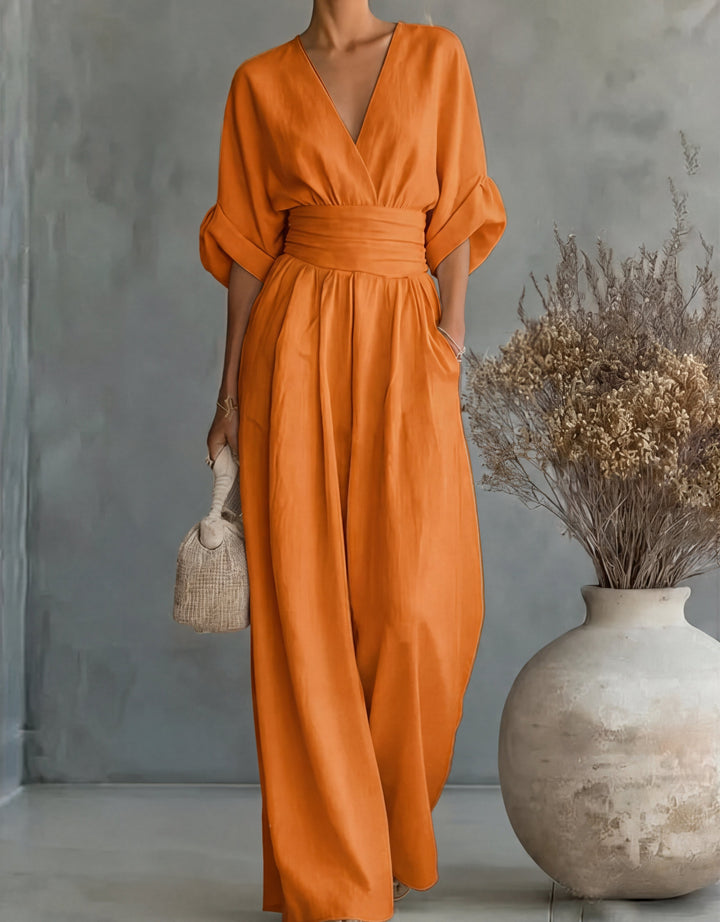 Daniela – Elegant Jumpsuit with V-Neck and Wide Leg