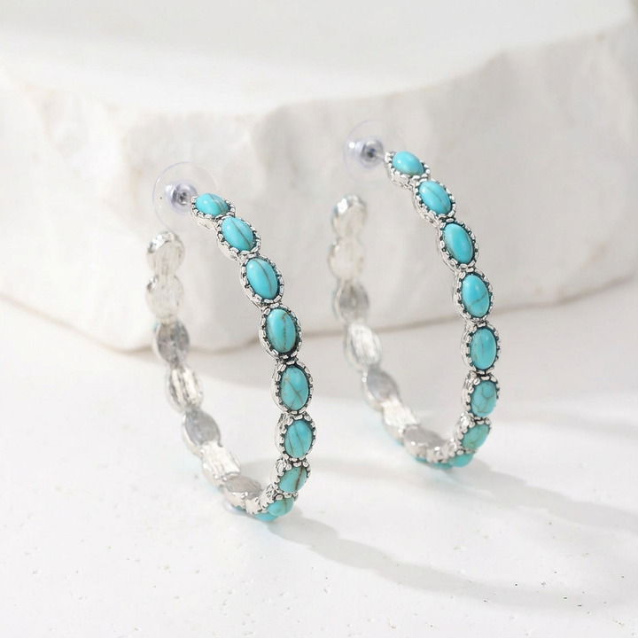 Sage | Vintage Oval Silver Hoop Earrings