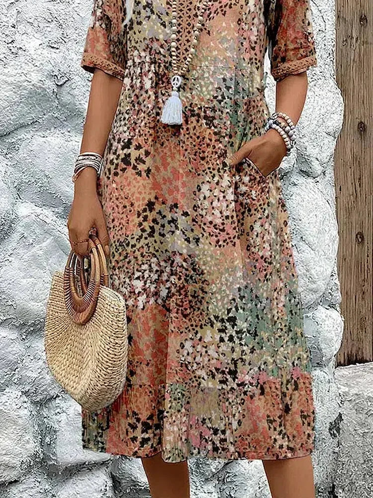 Dorina | V-Neck Dress with Print