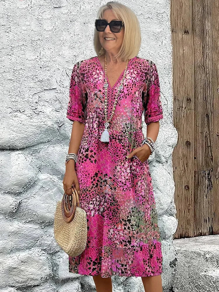 Dorina | V-Neck Dress with Print