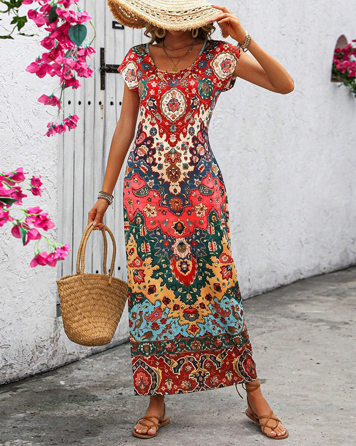 Colourful Print Slit Dress