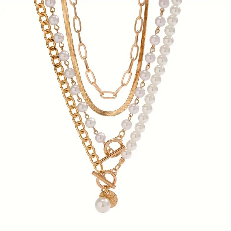 Lucinda | Modern Pearl Layering Necklace Set
