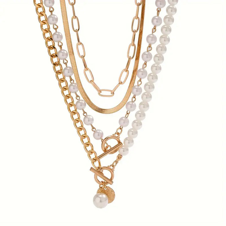 Lucinda | Modern Pearl Layering Necklace Set