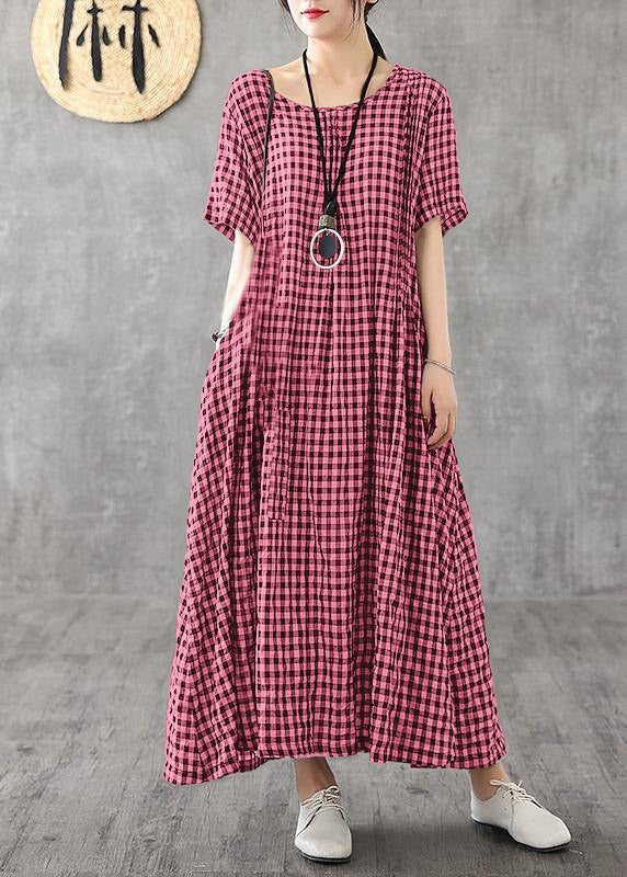 Vibrant Patchwork Linen Quilted Dresses Runway Black Checkered Dresses Summer