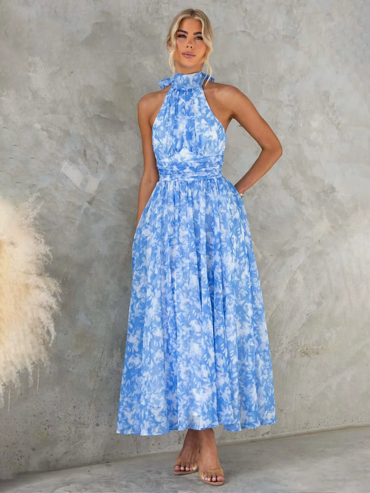 Esther Halter Neck Watercolor Dress