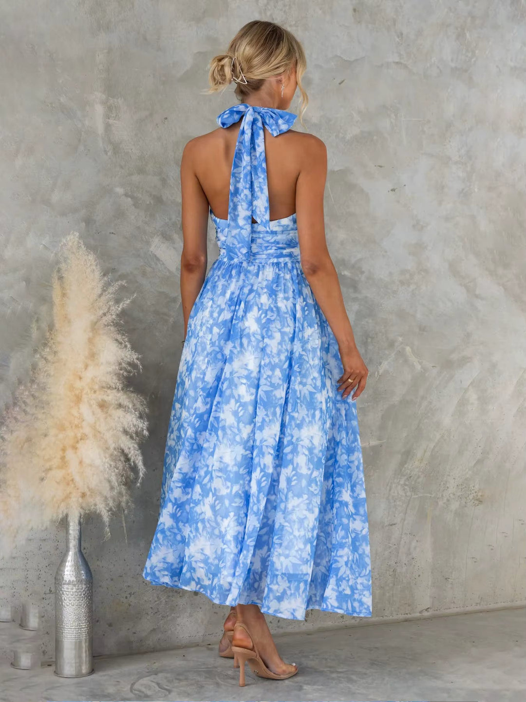 Esther Halter Neck Watercolor Dress