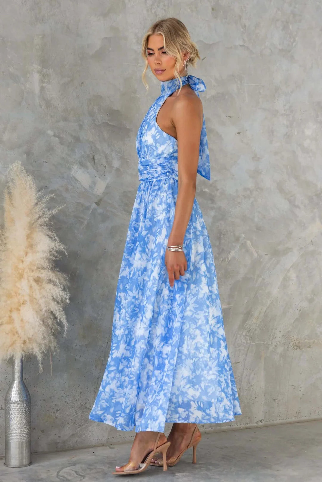 Esther Halter Neck Watercolor Dress
