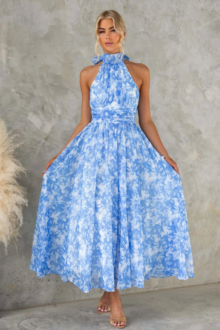 Esther Halter Neck Watercolor Dress