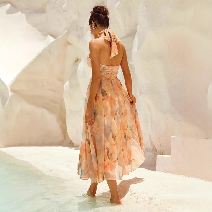 Esther Halter Neck Watercolor Dress