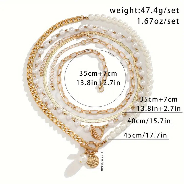 Lucinda | Modern Pearl Layering Necklace Set
