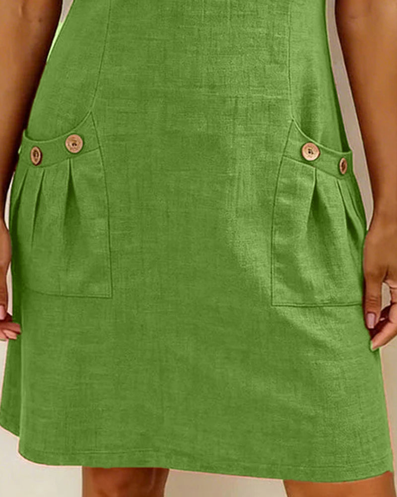 Cotton Zipper Pocket Dress