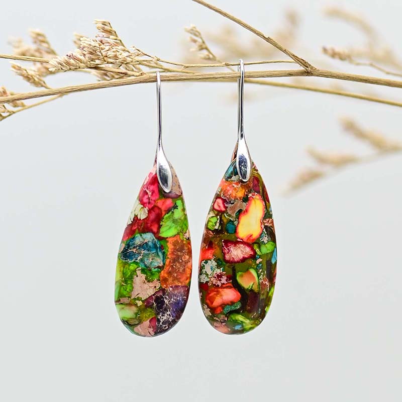Celeste | Decisive Jasper Earrings Silver Color