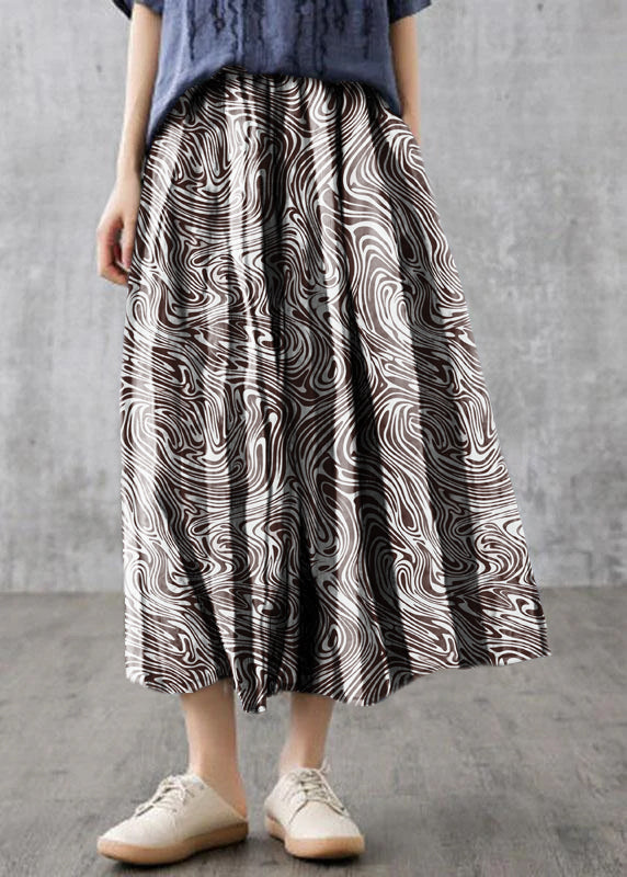 Navy Striped A-Line Linen Skirt