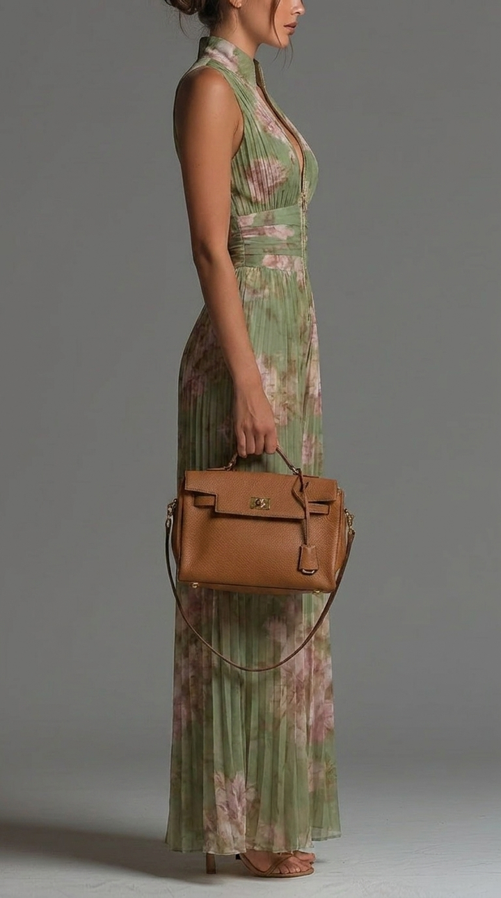 Inés Pleated Floral Chiffon Jumpsuit