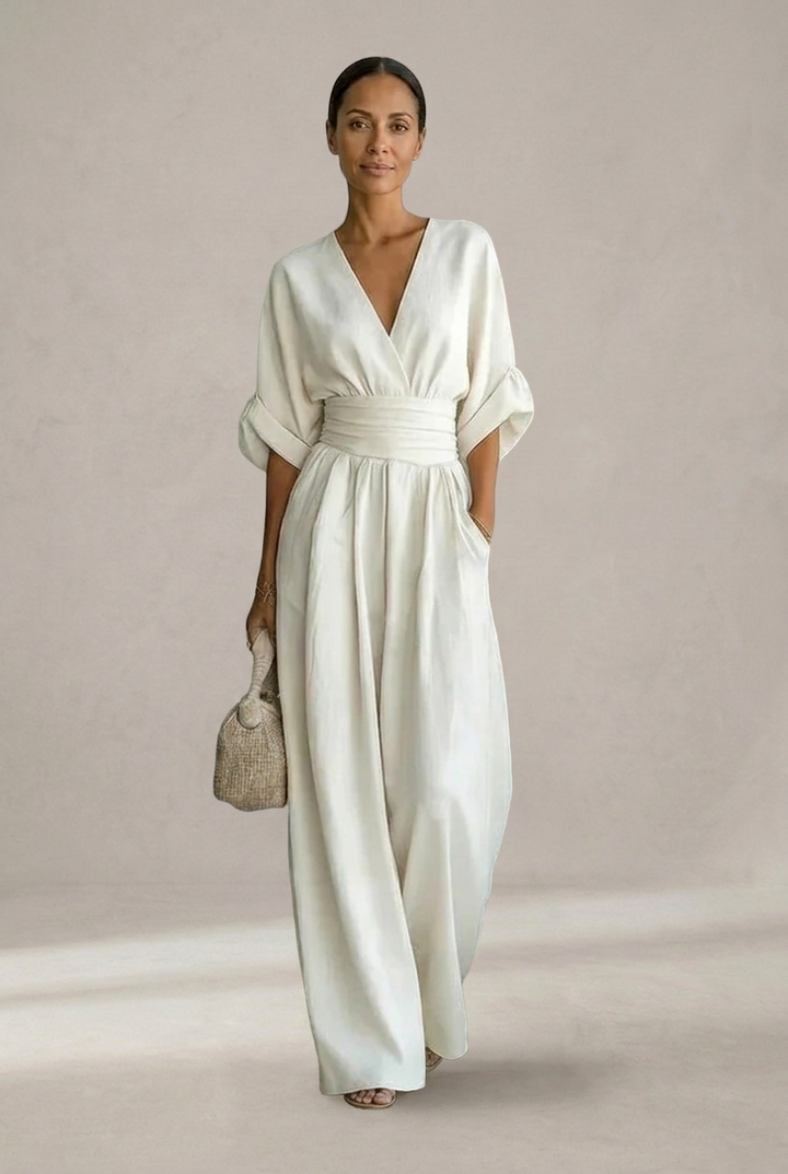 Daniela V-Neck Wide Leg Jumpsuit