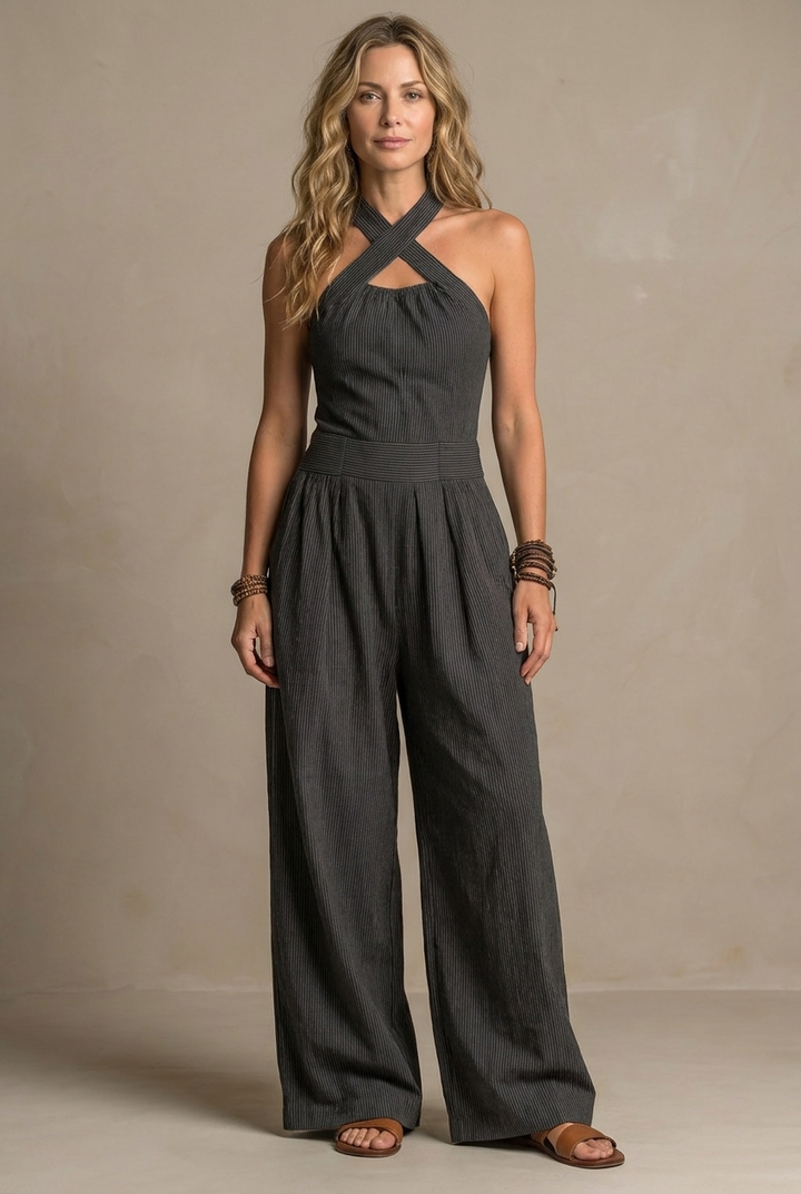 Ariana Elegant Cross-Neck Jumpsuit