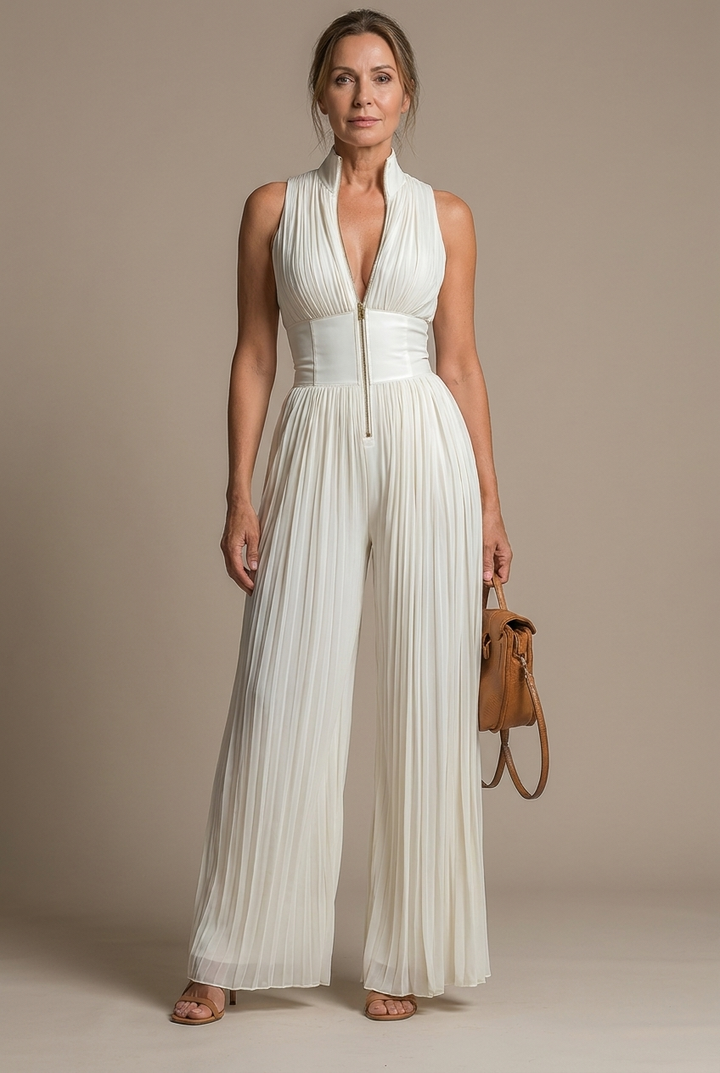 Lucía Pleated Chiffon Jumpsuit