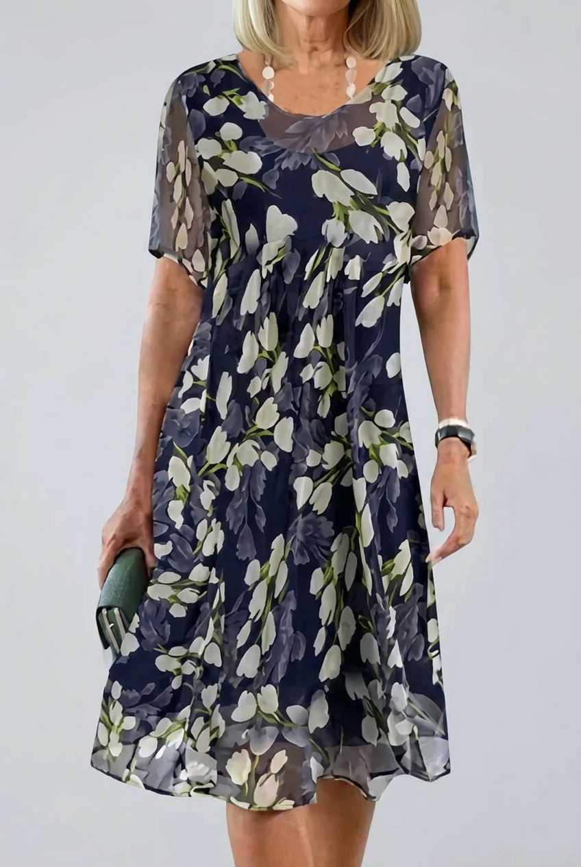 Elisa Elegant Floral Chiffon Dress