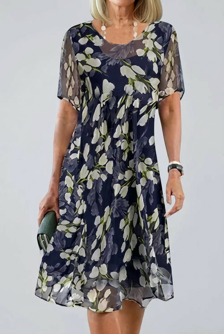 Elisa Elegant Floral Chiffon Dress